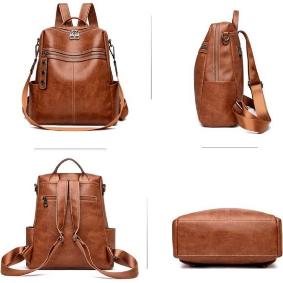 Maxoner Backpack Purse for Women Fashion Genuine Leather Convertible Shoulder main image 5